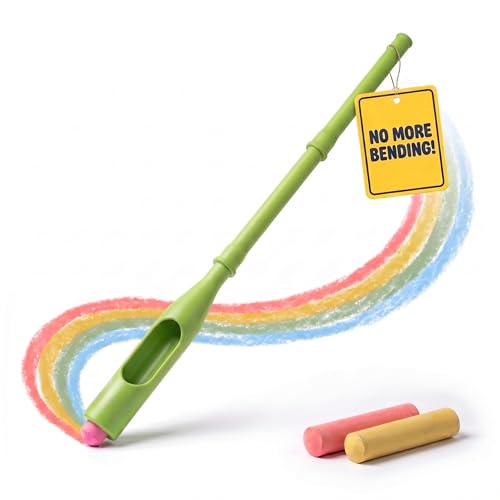 Sidewalk Chalk Holder for Kids and Toddlers – Stand-Up Outdoor Chalk Stick, Adjustable 24-36in Reach, Patented, Includes 2 Chalks | Lime