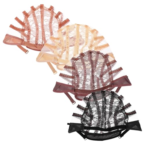 NUOBESTY Gorras para Pelucas Ajustables y Elásticas, Mallas de Encaje Transpirable, Pack de 4 Unidades en Negro, Beige, Marrón Claro y Marrón Oscuro, para Cuidado y Fijación del Cabello