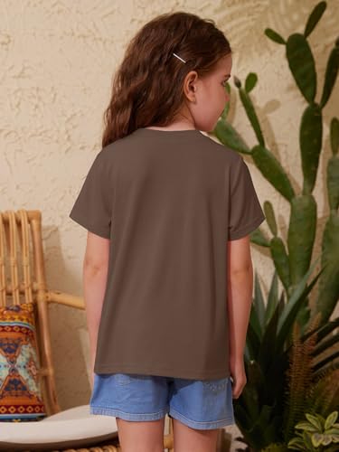 Image of ZDC Girls' Short Sleeve Shirts Kids Crewneck T-Shirts Summer Tops Basic Tees 5-14 Years