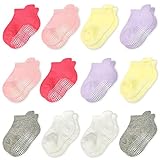HYCLES Stoppersocken Kinder - 12 Paar Rutschfeste Socken für 0-7 Jahre, Mädchen 1-3 Jahre