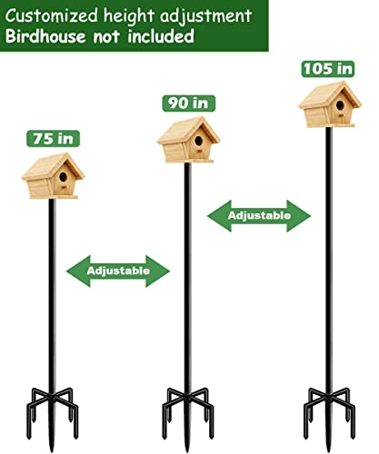 Mokeyder 105 Inch Bird House Pole Mount Kit, Adjustable Heavy Duty Bird Feeder Pole For Outdoors, Universal Mounting Post Set With 5-Prong Base, Black, 1 Pack #TOP2
