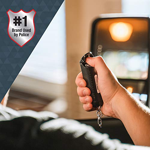 Sabre Safe Escape 3-In-1 Pepper Gel With Seat Belt Cutter & Window Breaker, Maximum Strength Pepper Spray, Snap Clip Keychain For Easy Carry & Fast Access, 25 Bursts, Black #TOP3