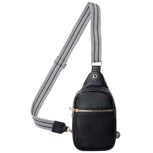 Small Sling Bag For Women,PU Leather Chest Bag,Adjustable Straps Shoulder bag Crossbody Bag