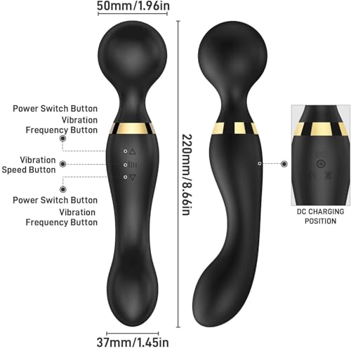 Image of Dual Head Rechargeable Massager for Pain Relief and Relaxation - Electric Handheld Massager Stick for Back, Travel-Friendly Ergonomic Waterproof Full Body Massage Device Powerful Vibrating Muscle Relaxation, Stress Relief & Deep Tissue Therapy (Multicolor) (Full Body)