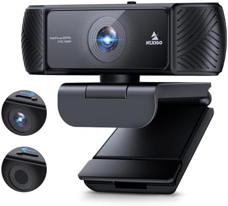 NexiGo Webcam 1080P 60FPS with Microphone for Streaming, Advanced...