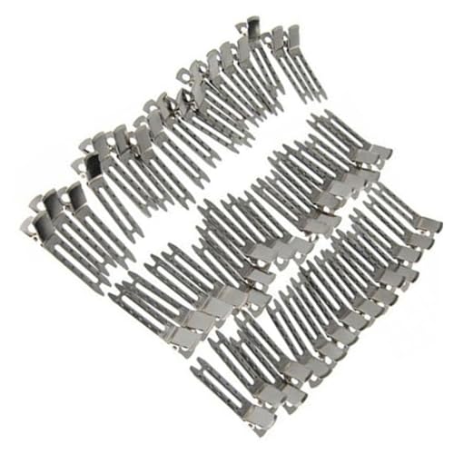 TOYZFRIENDY 50 Piezas Pinzas Pelo Doble Metalizadas Plata para Accesorios DIY Horquillas Boda Clips Resistentes y Duraderos Completo