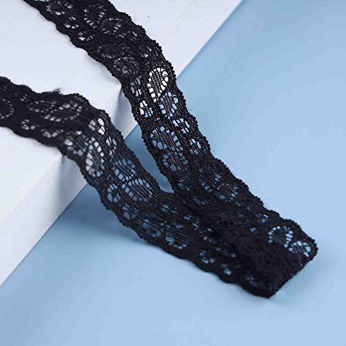 Goth Black Stretch Choker Necklace Black Lace Choker Necklace Minimal Elastic Collar Necklace Short Lace Necklace Jewelry for Woman Halloween Party Cosplay4