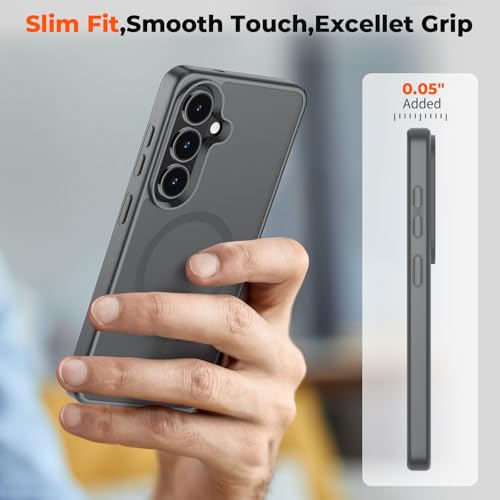 Image of SUPFINE Magnetic for Samsung Galaxy S26 Case with Screen Protector, (Built-in Magnets) (Military Grade Drop Protection) Slim Translucent Shockproof Phone Case,Titanium Gray