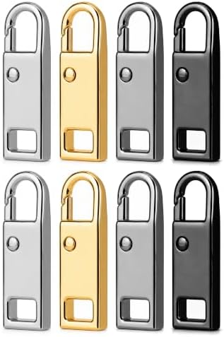 Cremallera Zipper Repuesto Metal, Tirador Cremallera (Mixed Color, 2.9cm*8) | con Clip Resorte Kit Reparación Sin Herramientas, Cursor Zipper para Maleta Mochila Chaqueta Viaje DIY