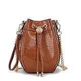 MKF Collection Bolsa de ombro feminina, bolsa tiracolo de couro vegano Croco com cordão da Mia K, Conhaque Cassidy, Large