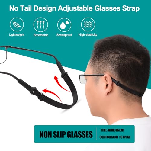 Anourney 4 peças de alça de suporte para óculos, tecido elástico, sem cauda, cordão de pescoço, ócul