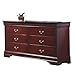 Coaster Furniture Louis Philippe 6-Drawer Dresser Red Brown 203973