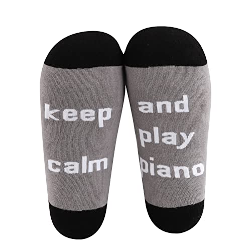 MBMSO 2 Pairs Keep Calm and Play Piano Socks Pianist Gifts Musician Socks Piano Lover Player Gifts Piano Recital Gifts
