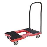 SNAP-LOC 1500 LB Push CART Dolly RED with Steel Frame, 4 inch Casters, Push Bar and Optional E-Strap...