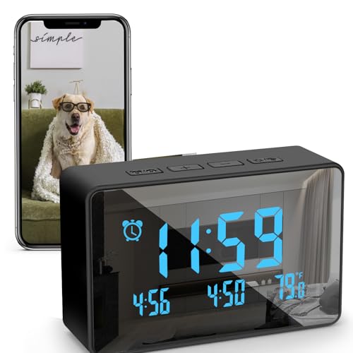1080P WiFi Security Camera with Clock – Indoor Nanny Cam Featuring Motion Detection & Night Vision for Baby & Pet Monitoring