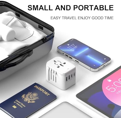 VYLEE Universal Travel Adapter, 5 in 1 European Travel Adapter (White) - 4