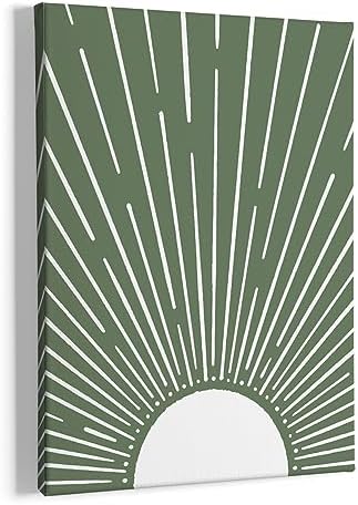 Vintage Abstract Boho Sun Framed Canvas Painting W…