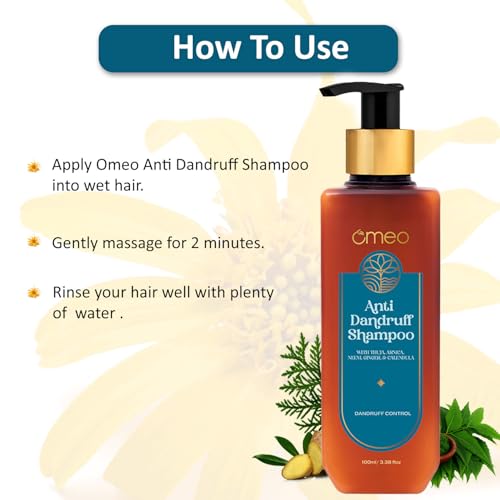 Image of Omeo Anti Dandruff Shampoo 100ml(Pack of 2) | With Neem, Ginger Arnica, Calendula & Thuja | Dandruff Control, Reduces Itchy Scalp, Flakes & Scalp Fungus | Homeopathic Formula | For Men & Women