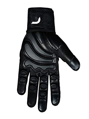 Elite Leather Gym Gloves With Built In 2" Wide Wrist Wraps Best Grip & Design For Weightlifting Power Lifting Bodybuilding & Strength Training Workout Exercises (Full Fingers Black, Large) #TOP4