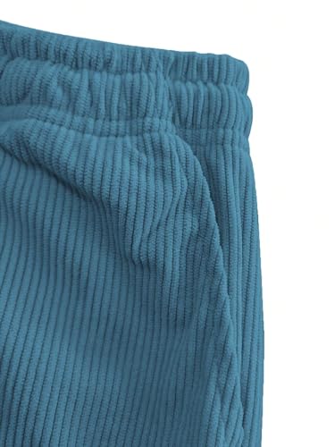 ZAFUL Mens Casual Pants Corduroy Drawstrings Letter Printed Solid Color Wide Leg Straight Long Pockets Sweatpants4