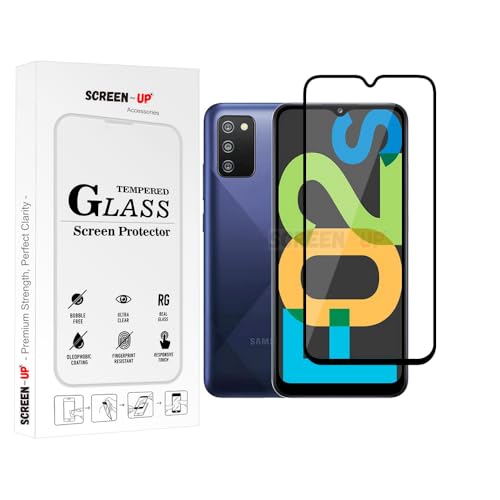 Image of ScreenUp Tempered Glass For Samsung Galaxy F02s - Ultra Clear, 9H Scratch Resistant, Full Coverage, Easy Install Screen Protector