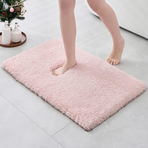 ILANGO Pink Christmas Bathroom Rugs 36" × 24" Non Slip