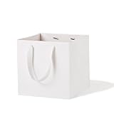 White Paper Gift Bag 4 x 4 Gift Box Small Square Bottom Paper Bags with Handles for Wedding Baby Shower Birthday Party (White, 4 x 4 x 4 in, 10 CT)