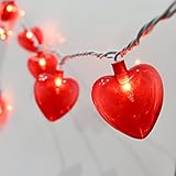Red Heart String Lights, 8.5Ft Outdoor Valentine's Day Decorations Lights with 10 LED Red Heart Lights, Plug in Heart Fairy String Lights for Indoor Home Valentines Window Wedding Party Xmas Decor