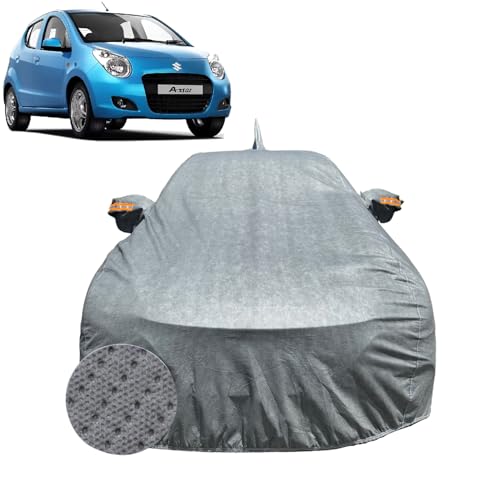 Image of Car Cover for Maruti Suzuki A Star (2008-2014) |100% Waterproof Cover with Antenna & Reflective Mirror Pockets | Dustproof, Scratchproof, Heatproof A-Star Car Cover |Soft Cotton Lining| Grey