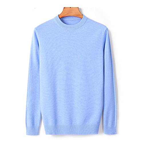 Herren Strickpullover - Mode Herbst Und Winter Herren Pullover Retro Dicker Rundhals Pullover Lässig Warmes Strickoberteil Schlank Hellblau Langarm Soft Stretch Outdoor Business Party,Hellblau,Xl Cover