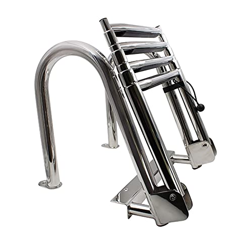 Escalera telescópica para piscina 4 peldaños plegable miniatura 5