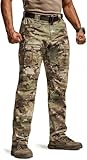 CQR Men's Flex Ripstop Tactical Pants, Water Resistant Stretch Cargo Pants, Lightweight EDC Hiking Work Pants, Breacher Camo Utility Camo, 38W x 30L