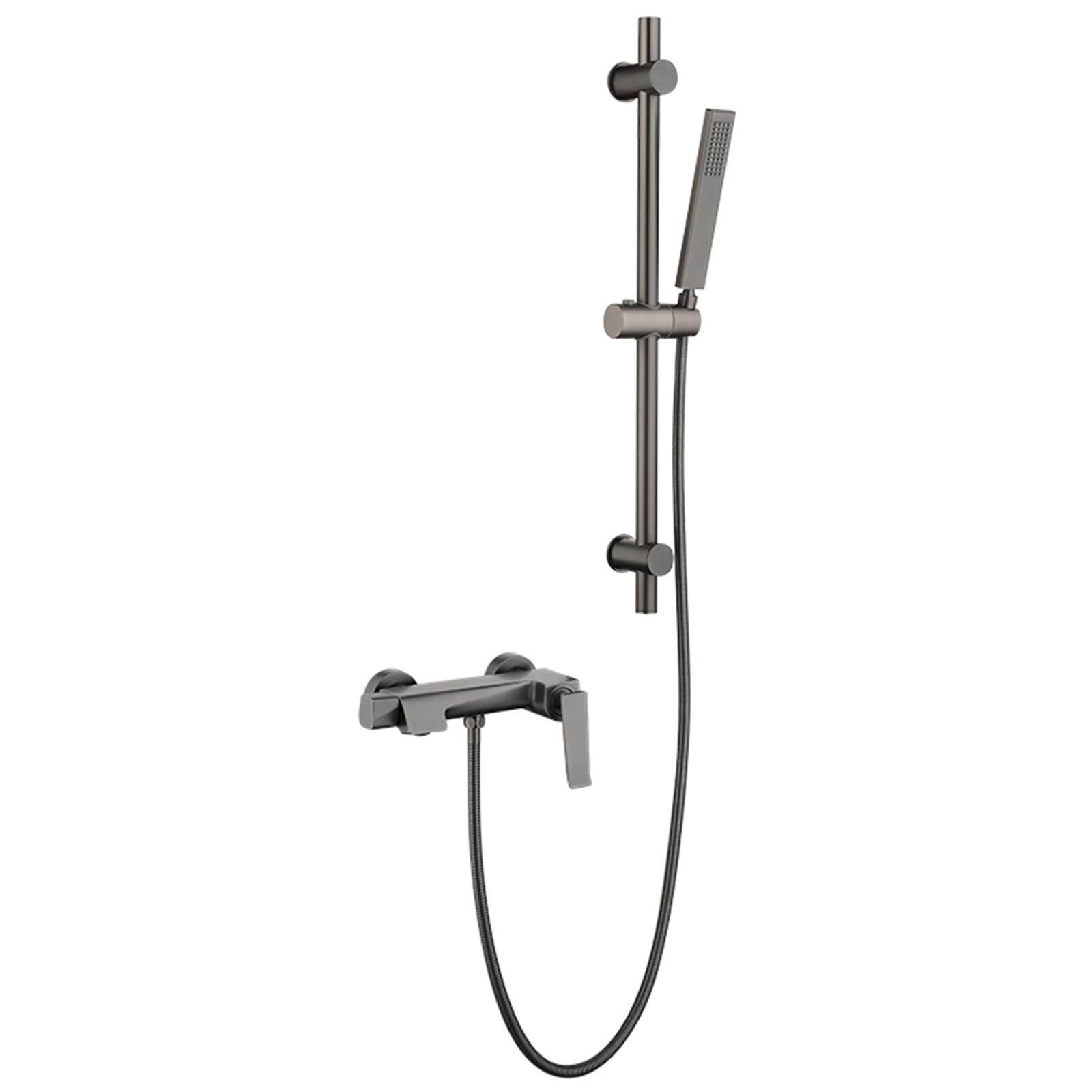 Colonne de douche en laiton gris anthracite avec mitigeur de baignoire robuste