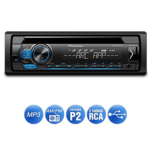 CD Player Pioneer DEH-S1180UB 1 Din Interface Android Mixtrax MP3 USB CD AUX RCA Com Controle