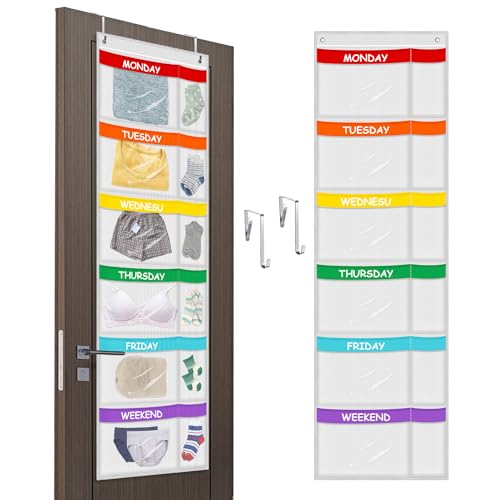 ABCKEY Rainbow Weekly Kids Clothes Organizer for Daily Activity,Portable Kids Clothes Storage White (White) - Thumbnail 4
