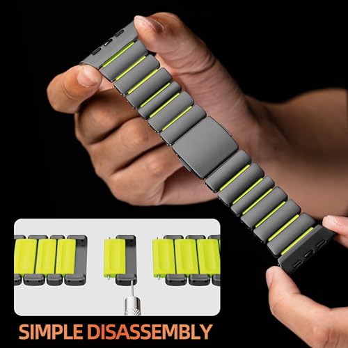 Magnetic Titanium Band Compatible with Apple Watch Ultra 3/2/1 Band 49mm 46mm 45mm 44mm 42mm, Luxury Silicone Dual-Layer Link Bracelet for iWatch Series 11 10 9 8 7 6 5 4 SE Men Women by raycarrey - Used condition - Image 5