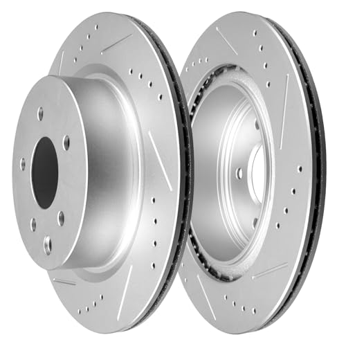 Image of SCITOO Rear Disc Brake Rotors Kits Drilled & Slotted Brakes Rotor:31387