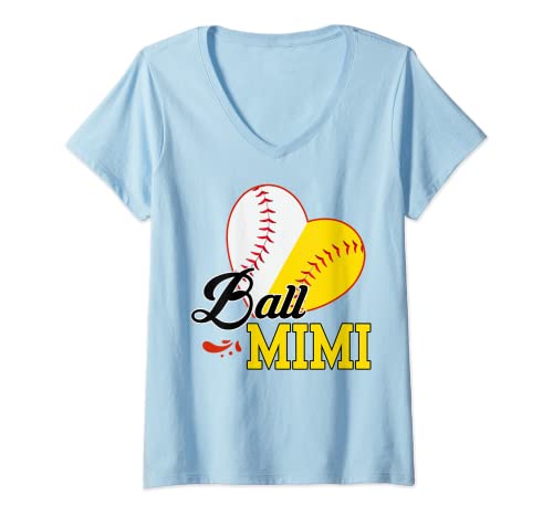 Mujer Funny Ball Mimi Softball Baseball Gift For Mothers Day Camiseta Cuello V