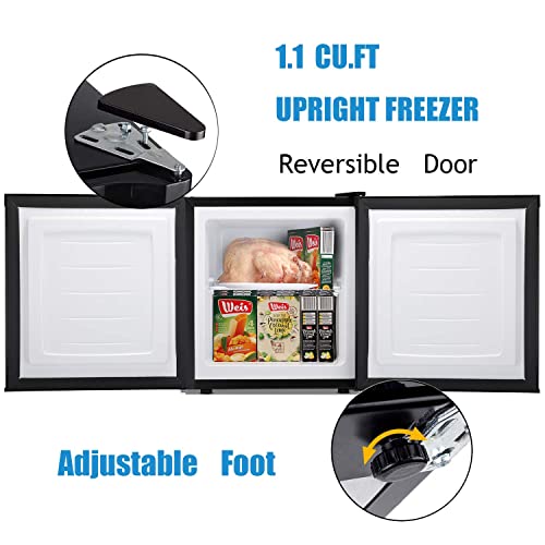 image for Antarctic Star Upright Freezer 1.1 Cu.ft, Compact Mini Freezer with Re