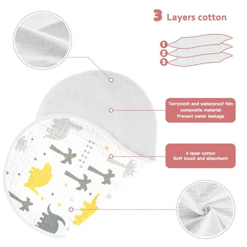 4 Pack Baby Burp Cloths, Soft Absorbent Burping Cloths for Babies, Cotton Milk Spit Up Rags, Large Size for Newborns, Baby Boys and Girls (Playful Dinosaur) 5