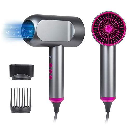 RUHCA Secador de Cabelo Iônico Negativo Profissional com Sensor de Toque Secagem Rápida Leve 5 Confi