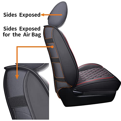 Image of Aierxuan Front Toyota Tacoma Seat Covers Waterproof Leather (Black-Red)
