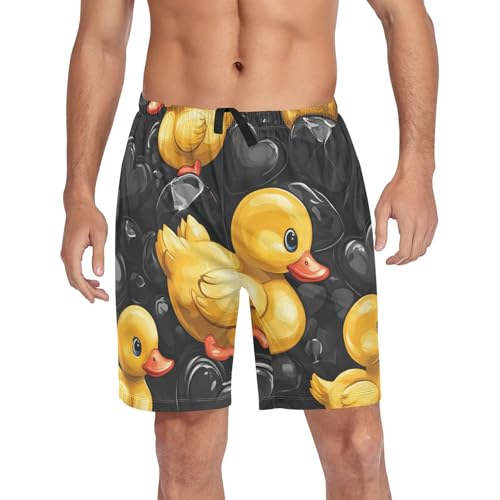 Men's Short Pajama Bottoms Duck Yellow Love Animal Home Casual Sleep Pants4