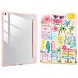 Joyland Case for iPad Air 11"(M3 2025/M2 2024),iPad Air 5th/4th Generation (2022/2020) 10.9" with Pencil Holder,Beach Resort Style Shockproof Cover Transparent Acrylic Back Shell Auto Wake/Sleep,Pink