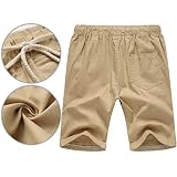 Tansozer Krótkie Spodnie Mężczyźni Szorty Mężczyźni Lato Leisure Stretch Bawełna i len z kieszeniami Khaki 2XL