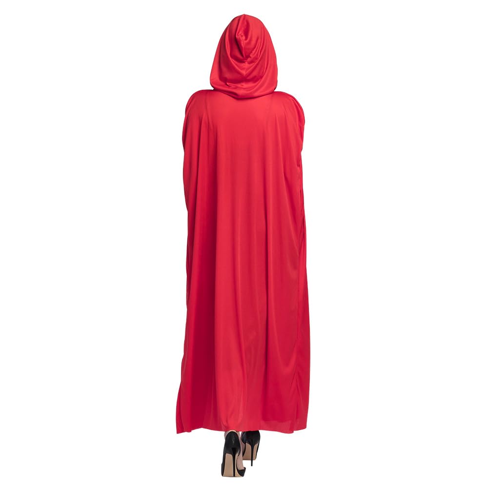 Bella Dox Adult Unisex Hooded Cloak Cape (180 cm) for Halloween Christmas Costume Grim Reaper Vampire Party Robe with Hood Devil Witch Wizard Cosplay Fancy Dress (Red) - Image 4