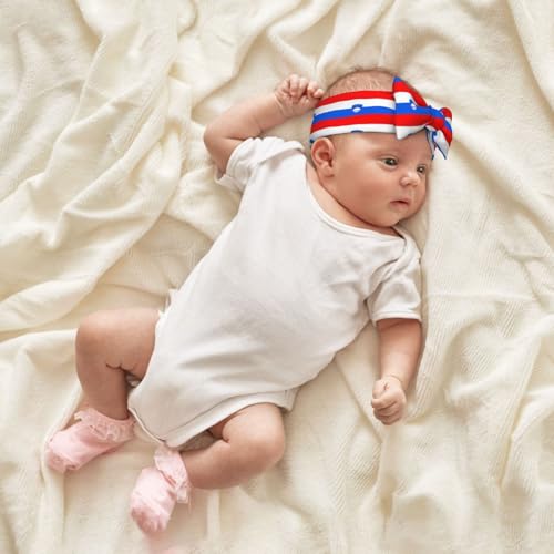 Flag of Slovenia Printed Baby Bow Headband - Super Stretchy Soft Bows Hair Accessories for Newborn Infant Toddlers Kids Girls - Elastic and Skin-Friendly4