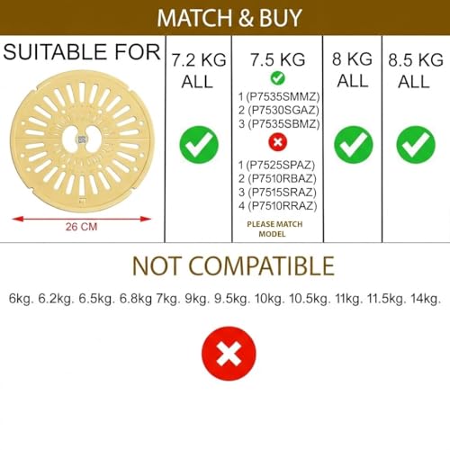Image of safety Cover /Dryer Spin Cap Suitable for LG 7.2kg /7.5kg /8kg /8.5kg Capacity Semi Automatic Washing Machine Cover /LID Yellow Match Size (Diameter: 10.2 inch /26 cm) (Pack of 1)