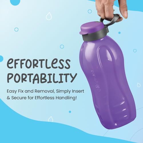 Image of oliveware Jumbo 2 Litre Water Bottle, 100% Leak Proof, BPA Free Premium Plastic Bottle, for Home, Office & Gym, Sturdy with Holder, Pack of 1 (Violet)
