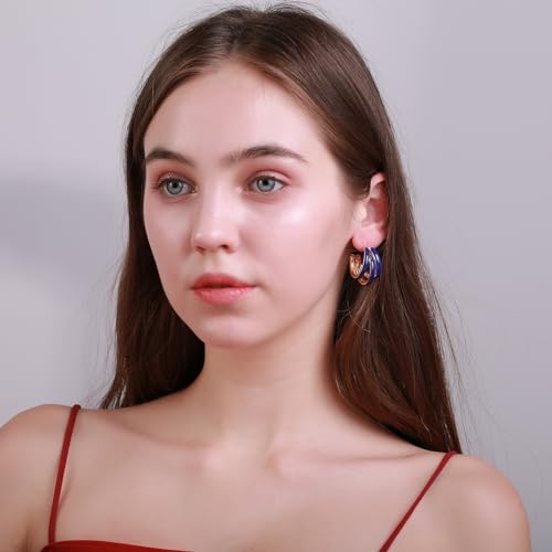 Triple Hoop Earrings, Split Hoop Huggie Earrings Trendy Chunky Earrings for Women2